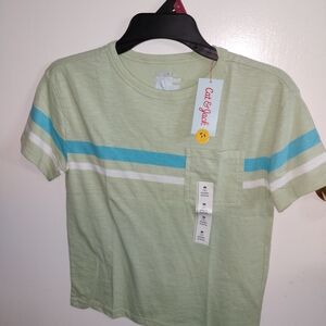 ❤️5 /$20 ❤️Cat & Jack Kids' Light Green Tee with Blue and White Stripes